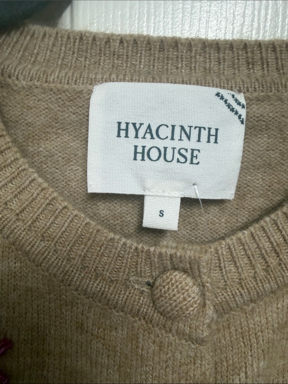 Hyacinth House Beige beaded flower Button-Front Cardigan - Picture 3 of 5
